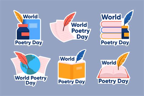 World Poetry Day Stickers Collection Set 8828906 Vector Art at Vecteezy