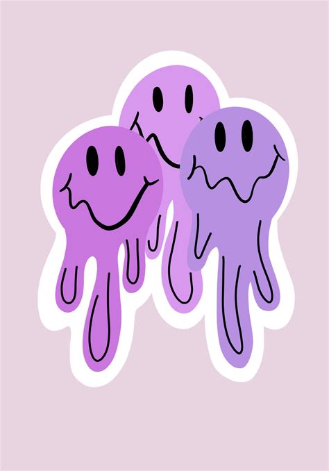 Melting Smiley Sticker Trippy Smiley Face Sticker Three - Etsy | Preppy stickers, Cool stickers ...