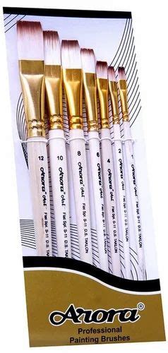 Arora Synthetic Flat Paint Brush (Brown & White, Set Of - 7, S-11) Synthetic Paint Brush For Oil ...