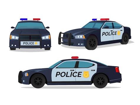 Premium Vector | Police car vector illustration on white background front, side, view vectors