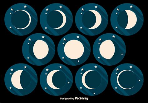 Moon Phases Flat Vector Icons 107208 Vector Art at Vecteezy