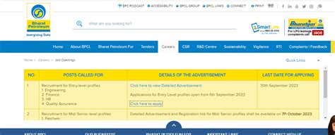 BPCL Recruitment 2023 Notification | Application Process | Dates