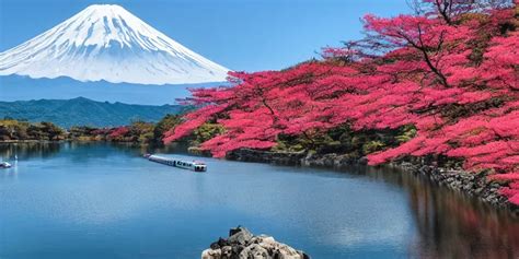 five lakes under mt. fuji, a train weaving through the | Stable ...