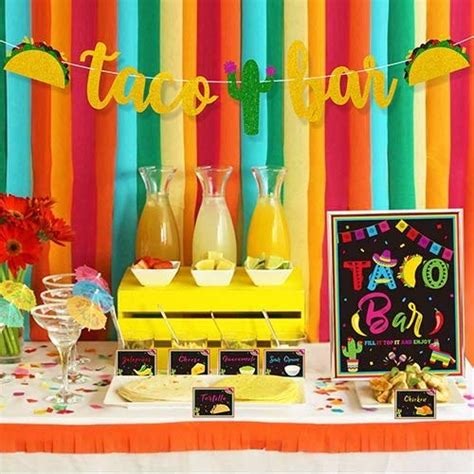 Buy Taco Bar Decoration Kit - Banner Sign Tents Garland for Cinco De Mayo Mexican Fiesta Themed ...