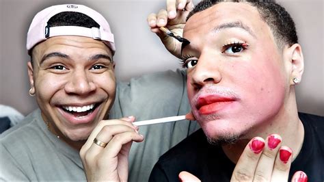 BROTHER DOES MY MAKEUP CHALLENGE!! - YouTube