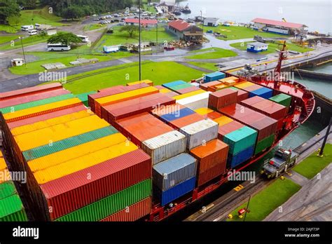 View of Panama Canal from cruise ship Stock Photo - Alamy