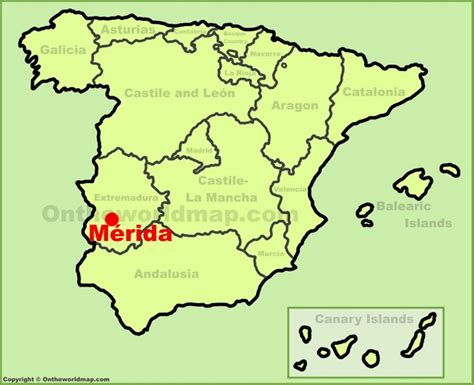 Mérida location on the Spain map