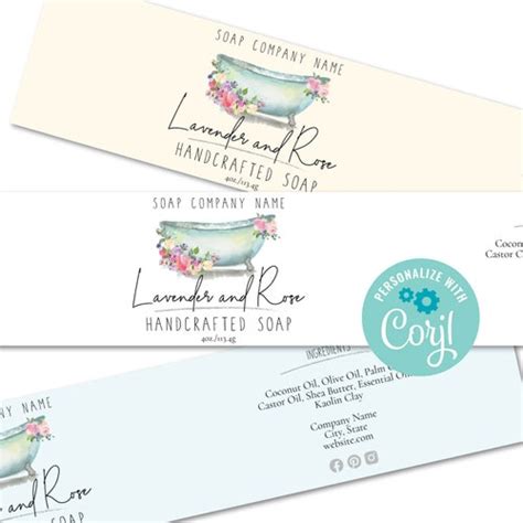 Editable Label Template Watercolor Bathtub. Customize W/ Corjl - Etsy