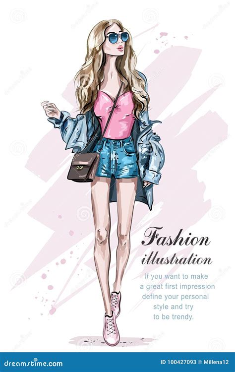 Fashion Girl Retro Style Illustration Cartoon Vector | CartoonDealer ...