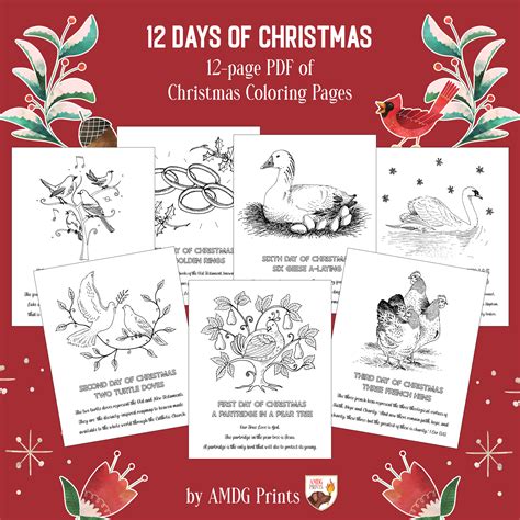 12 Days of Christmas Coloring Pages - AMDG Prints