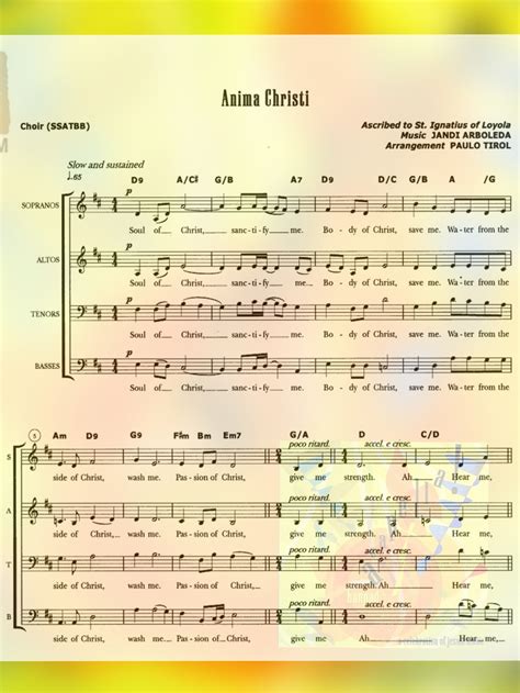 JesCom Philippines | ANIMA CHRISTI A capella – Music Sheet