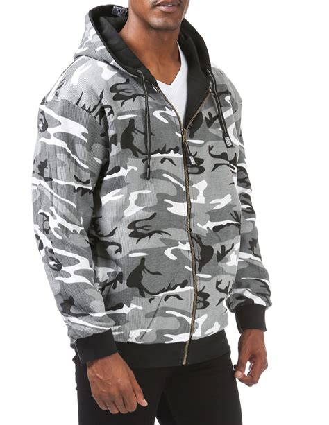 145 BLACK/CITY CAMO Full Zip Reversible Fleece and Thermal Hoodie ...