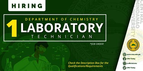 HIRING: Laboratory Technician, Department of Chemistry – Central ...