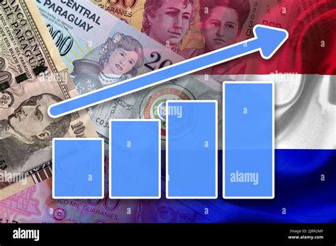 Economy Chart - Up Arrow, Guarani Cash Bills and Paraguay Flag (Money, Finance, Business ...