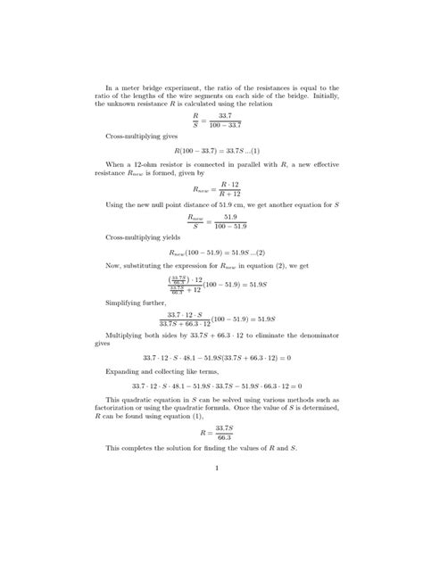 9. A meter bridge experiment | PDF