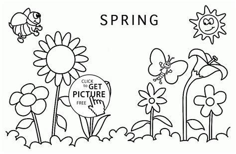 Spring Around coloring page for kids, seasons coloring pages printables free - Wup… | Summer ...