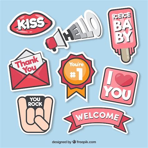 Set of stickers with messages | Free Vector