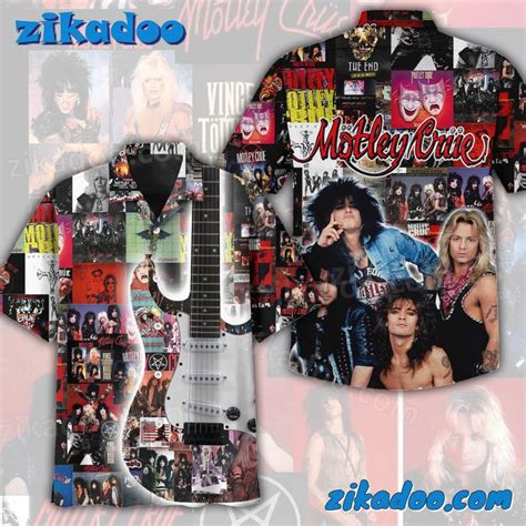 Motley Crue Album Covers Guitar Hawaiian Shirt - Zikadoo