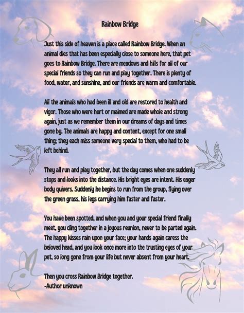 Rainbow Bridge Poem Animal Angels in Clouds 8.5 X 11 Inch Printable DIGITAL PRODUCT - Etsy