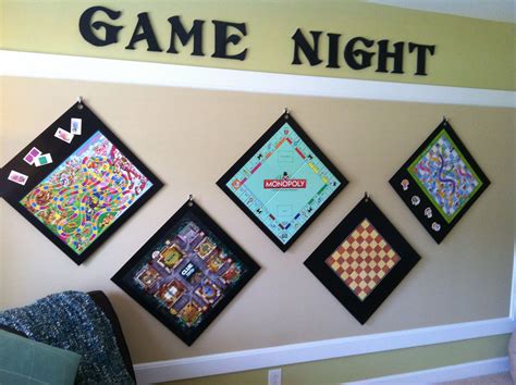 Put game boards on wood & hang on wall. Easy access & cool decorations! #gameroomdecorideasadult ...