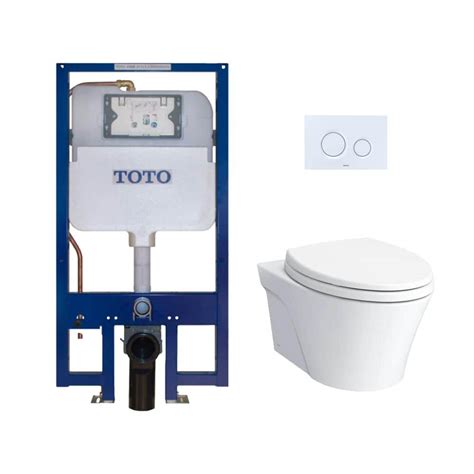 TOTO AP 2-Piece 0.9 and 1.28 GPF Dual Flush Wall-Hung Elongated Toilet ...