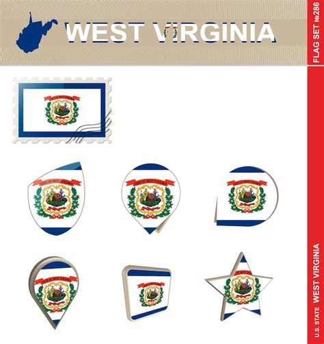 Premium Vector | West Virginia Flag Set US state Flag Set 286 Vector