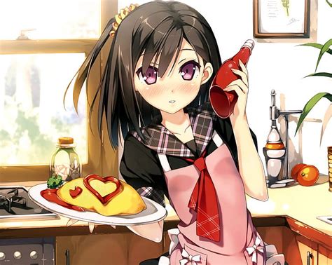 Online crop | HD wallpaper: anime girl, kitchen, apron | Wallpaper Flare