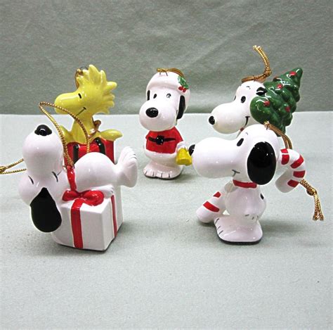 Peanuts Snoopy Ceramic Christmas Ornaments Vintage by COBAYLEY