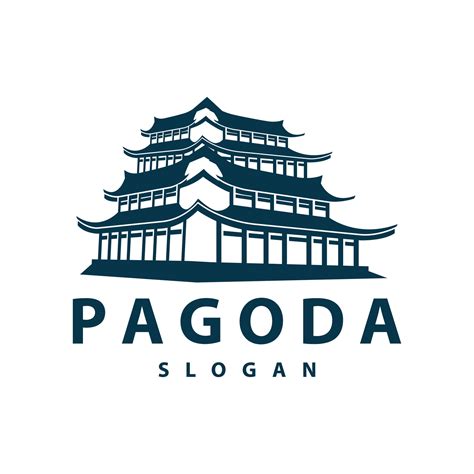 Buddhist culture building pagoda logo vector vintage design simple ...