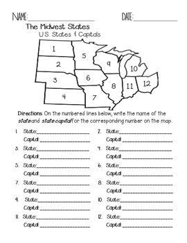 Midwest States and Capitals Quiz Pack | Homeschool social studies, States and capitals, Teaching ...