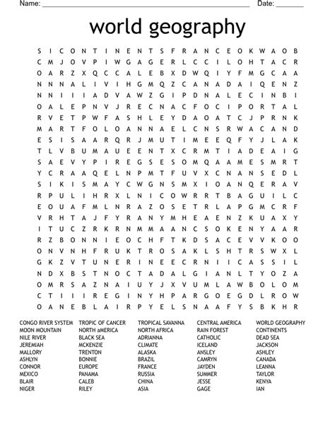 World Geography Word Search