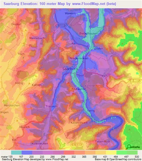 Elevation of Saarburg,Germany Elevation Map, Topography, Contour