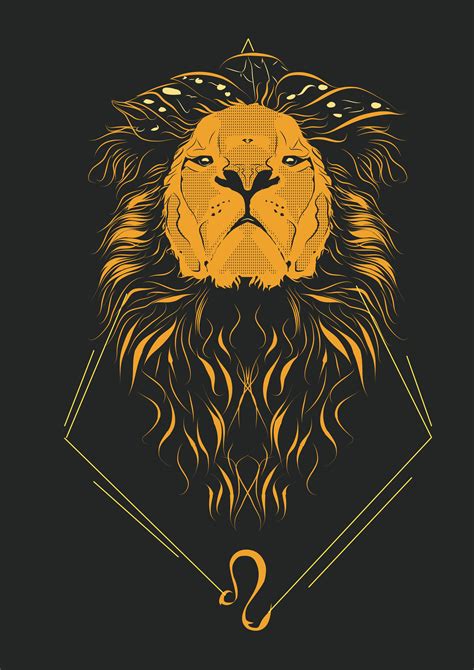 a lion's head with the letter s in gold on a black background illustration