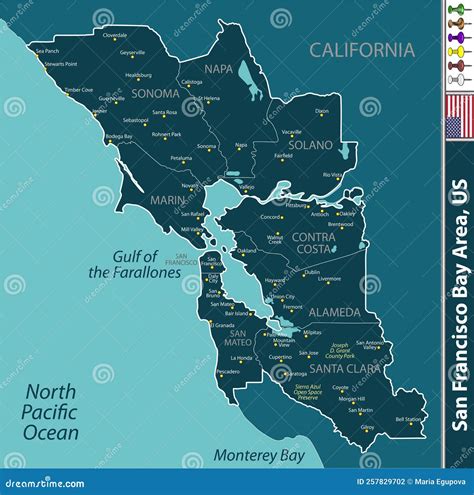 San Francisco Bay Area, US stock vector. Illustration of division ...