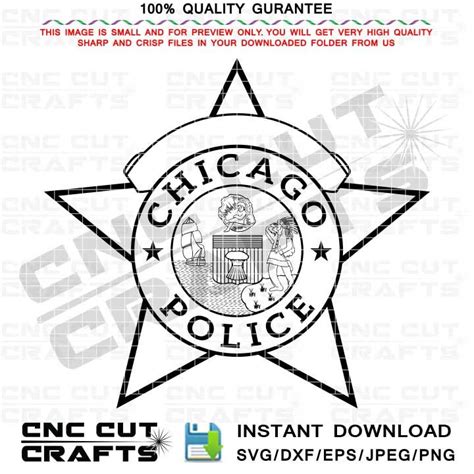 Chicago Police Badge Vector File With Blank Top Banner in 5 - Etsy