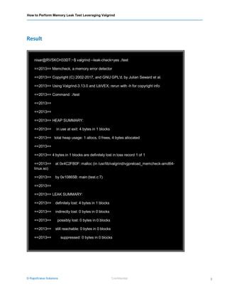 How to Perform Memory Leak Test Using Valgrind | PDF