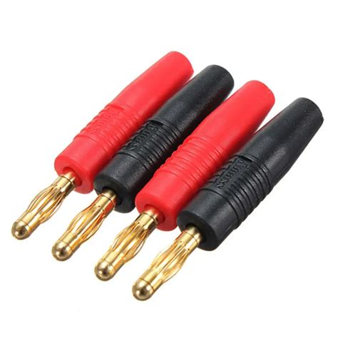 4pcs New 4mm Plugs Gold Plated Musical Speaker Cable Wire Pin Banana ...