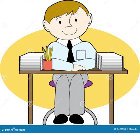 Man at a neat desk stock vector. Illustration of casual - 1428939