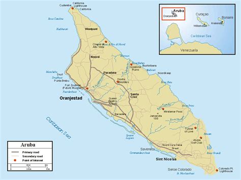 Detailed road map of Aruba. Aruba detailed road map | Vidiani.com | Maps of all countries in one ...