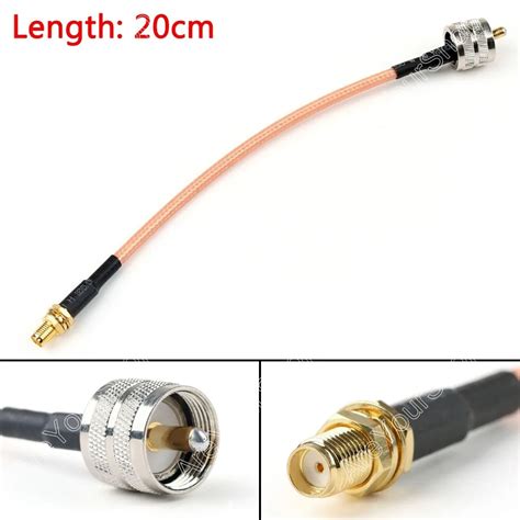 Areyourshop Sale 20cm RG142 Cable PL259 UHF Male Plug To SMA Female Jack Crimp Coax Pigtail 8in ...