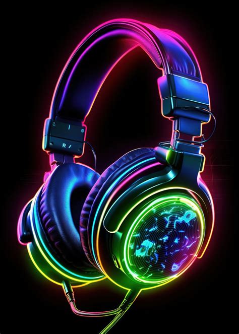 'headphone neon' Poster, picture, metal print, paint by Chloe Connelly | Displate