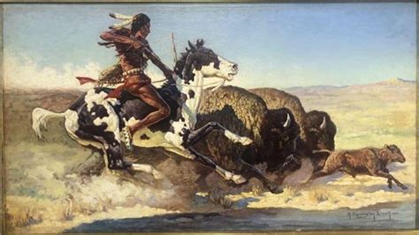 Native American Indians Buffalo Hunting On Horseback John Innes ...