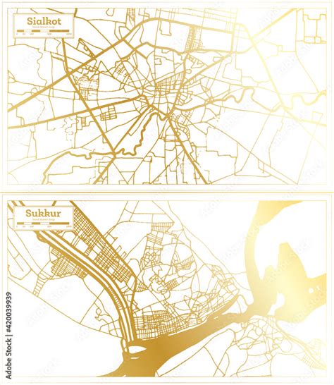 Sukkur and Sialkot Pakistan City Map Set. Stock Illustration | Adobe Stock