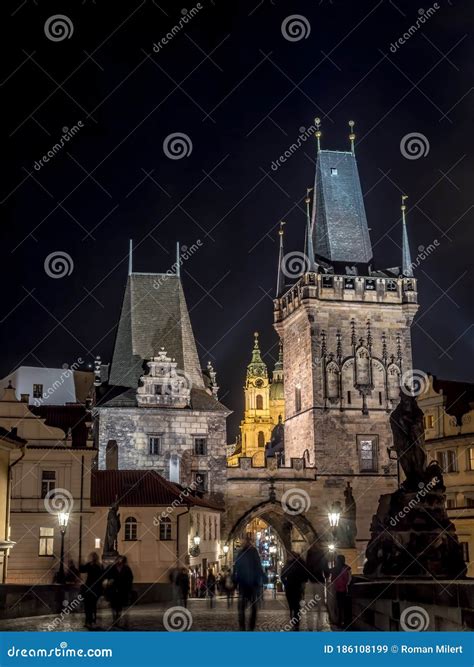 Charles Bridge at Night, Prague Stock Image - Image of history, prague ...