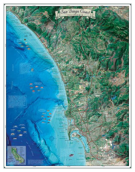 San Diego Coast Map, Coastal California Series | Bluewater Maps