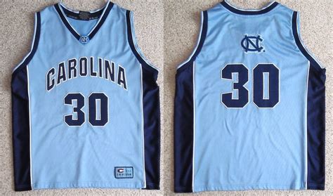 Sewn NORTH CAROLINA TAR HEELS BASKETBALL JERSEY Light-Blue Navy #30 UNC ...