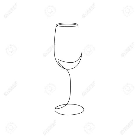 Continuous one line wine glass art. Vector illustration Stock Vector ...