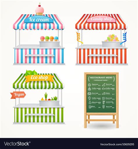 Street food market set Royalty Free Vector Image