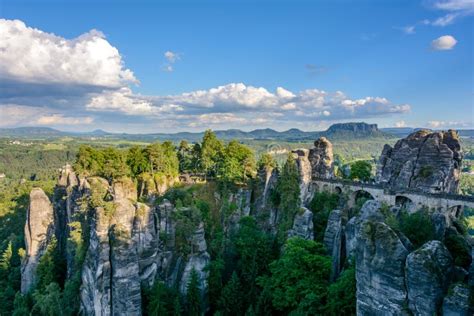 Stone Bridge Bastei in the National Park Saxon Switzerland. Germany, Saxony Stock Photo - Image ...