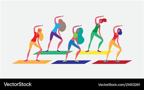 Woman group doing aerobic exercises cartoon Vector Image